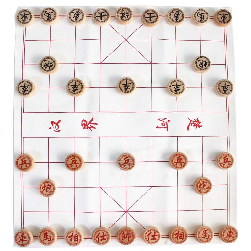 GoodPlay Beechwood Chinese Chess Set Xiangqi Travel Games Sets with Leather Chessboard in a Hard Paper Box - Image 4